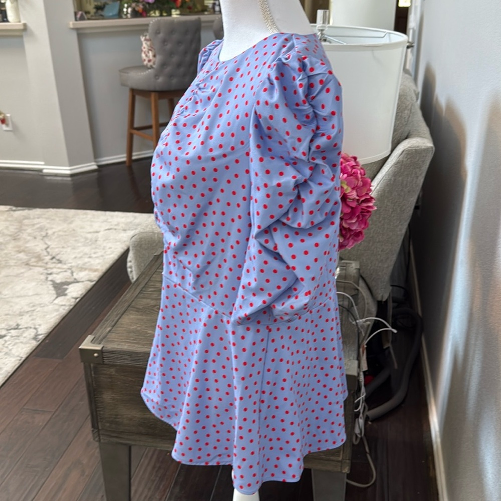 Kate Spade Spring Time Dot Ruched Top - Picture 11 of 14